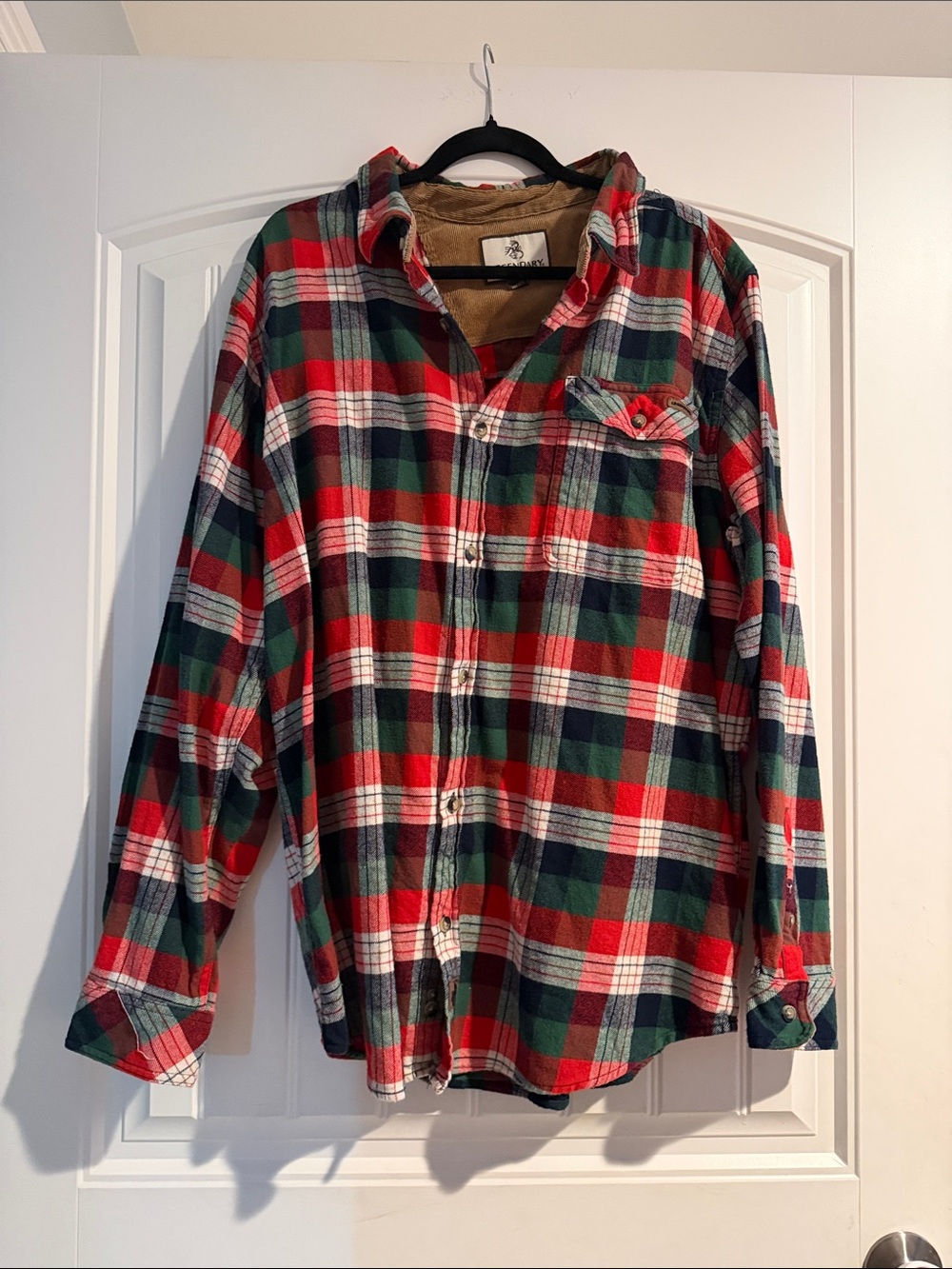 Men's Red & Green Plaid Flannel Shirt 2XL